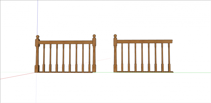 实心木制篱笆栅栏su模型_图1