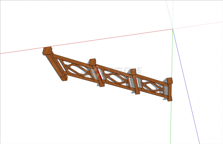 木制新中式篱笆栅栏SU模型-图二