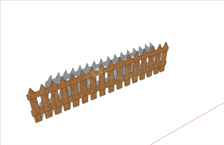 现代木制拼接篱笆栅栏SU模型-图二