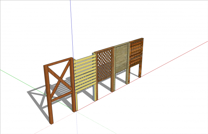 多种木板篱笆栅栏SU模型_图1