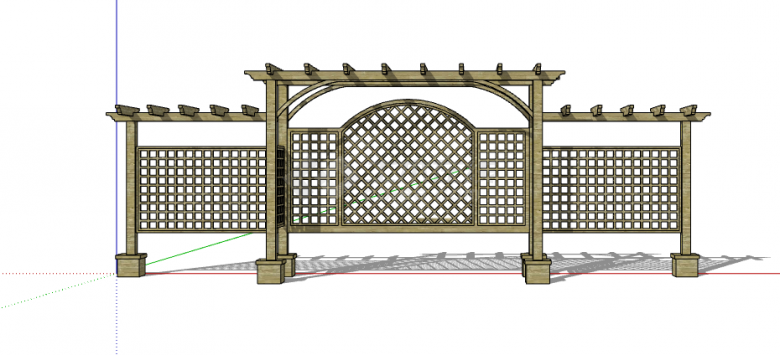木制方块镂空篱笆栅栏SU模型 -图一