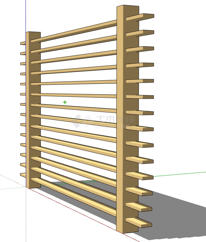 现代木质浅黄色篱笆栅栏SU模型-图二