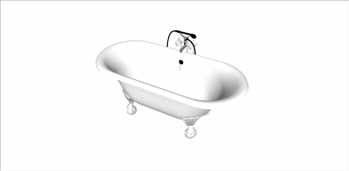现代椭圆状浴缸淋浴 su模型_图1