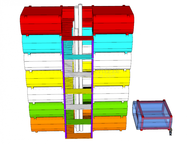 各种颜色带梯子的小型集装箱SU-图二