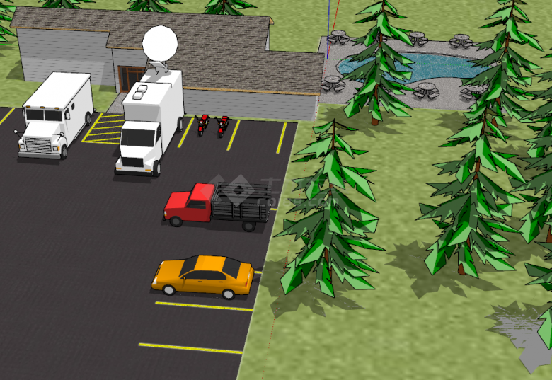 小型停车场公共卫生间一体su模型-图二