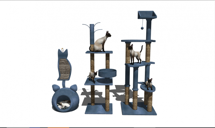 多层的美观的宠物猫舍猫爬架su模型_图1