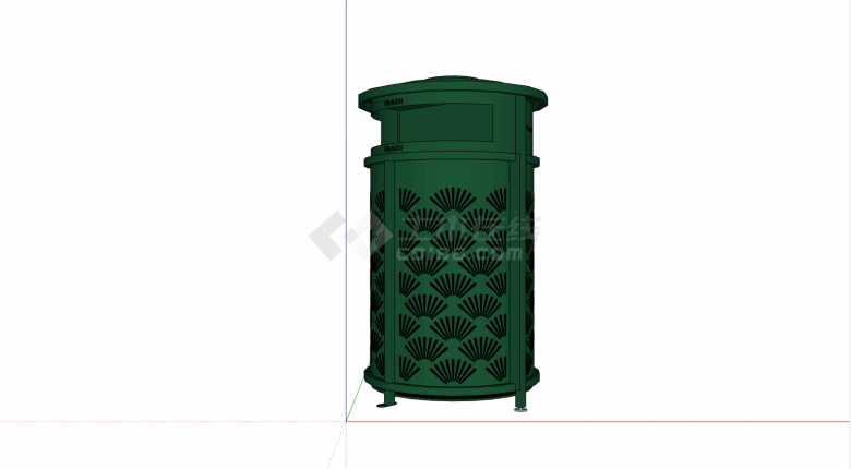 现代绿色柱体垃圾桶su模型-图一