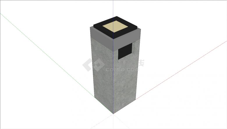 现代立式长方形垃圾桶su模型-图二