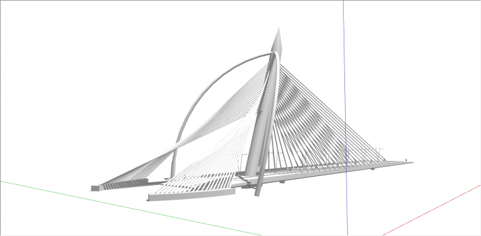 现代白色钢柱景观桥su模型_图1