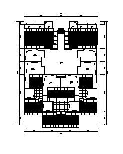 三层CD型四合院建筑平面方案设计图