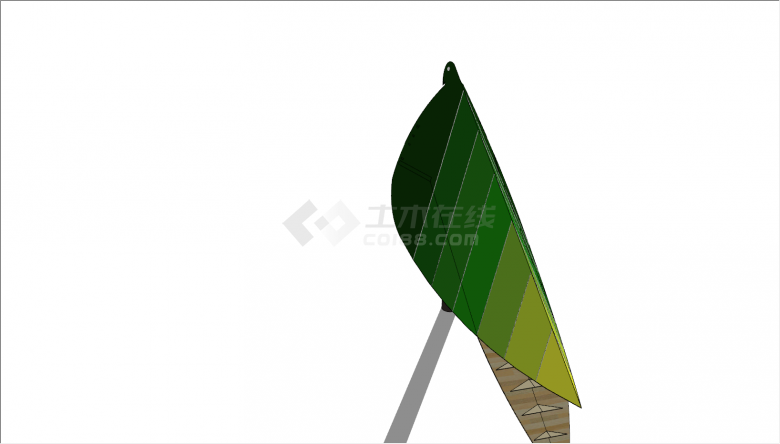 现代绿色树叶小鸟建筑物su模型-图二