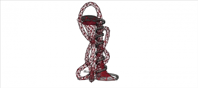 现代黑红搭配超复杂瞭望塔su模型_图1