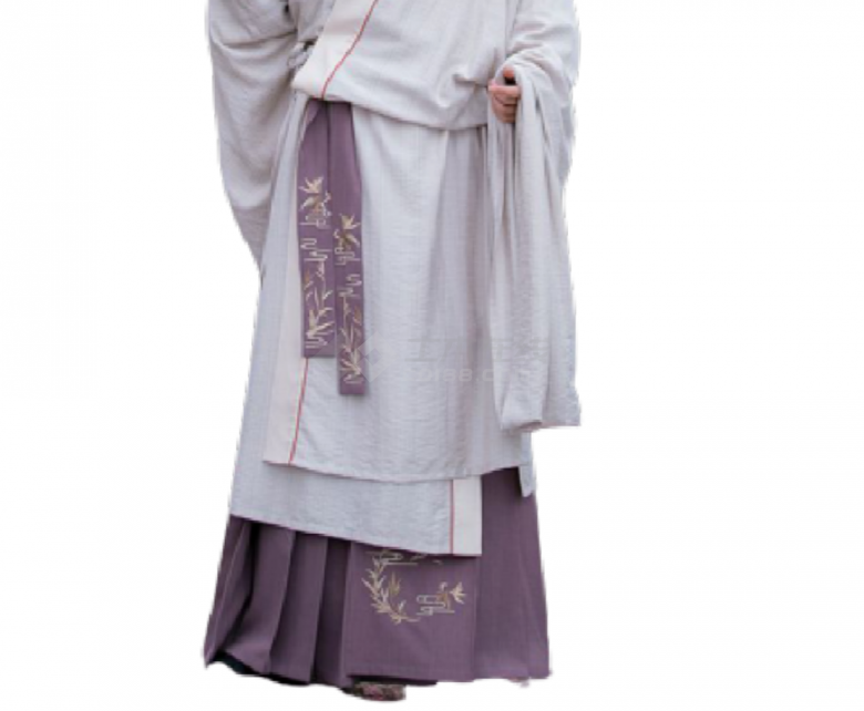 灰白带紫套装儒雅新中式古风人物su模型-图二