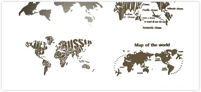 金色字母世界地图拼凑现代北欧地图背景墙墙饰su模型_图1