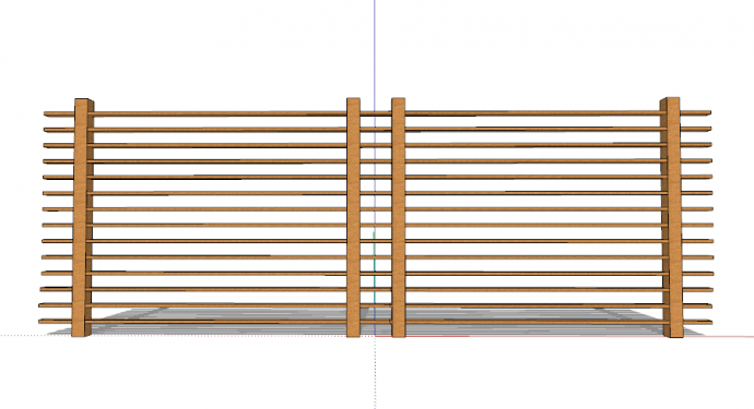 横木搭建的篱笆栅栏su模型_图1