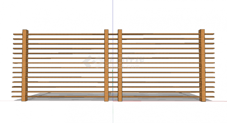 横木搭建的篱笆栅栏su模型-图一