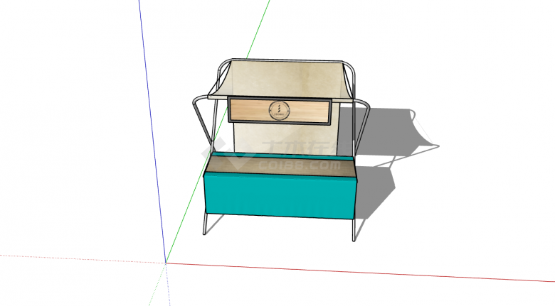 蓝米色简易网红摊位su模型-图二