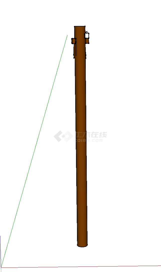 棕色的木质的电线杆su模型-图二