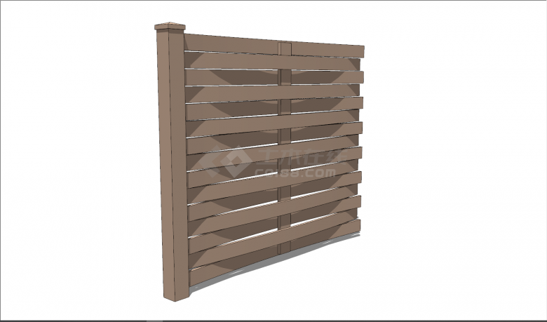 半边木板交替式篱笆栅栏su模型-图二
