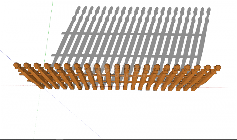 木质紧凑篱笆栅栏su模型-图一