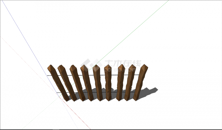 木质简易篱笆栅栏su模型-图一