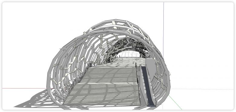 凹凸拱形钢铁网状造型景观桥su模型-图二