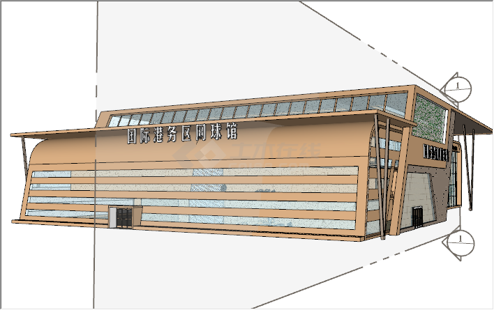 现代大气独栋体育馆网球馆su模型-图二