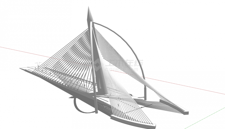 白色三角形景观桥su模型-图二