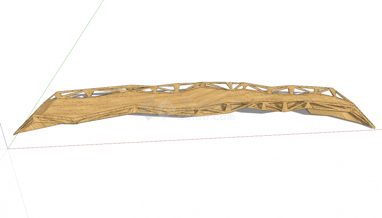 木制镂空边景观桥su模型-图一