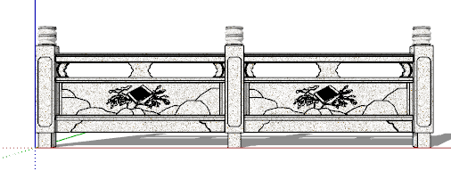 带荷花刻画带桥柱石栏杆su模型-图一