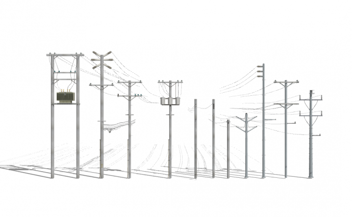 现代高压电塔电线杆su模型_图1