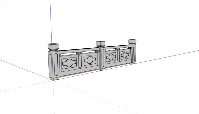 典雅石头雕刻石栏杆的SU模型-图二