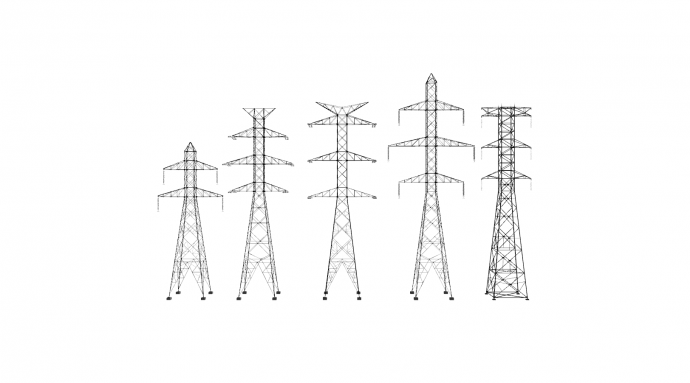 现代高压电塔电线杆su模型_图1
