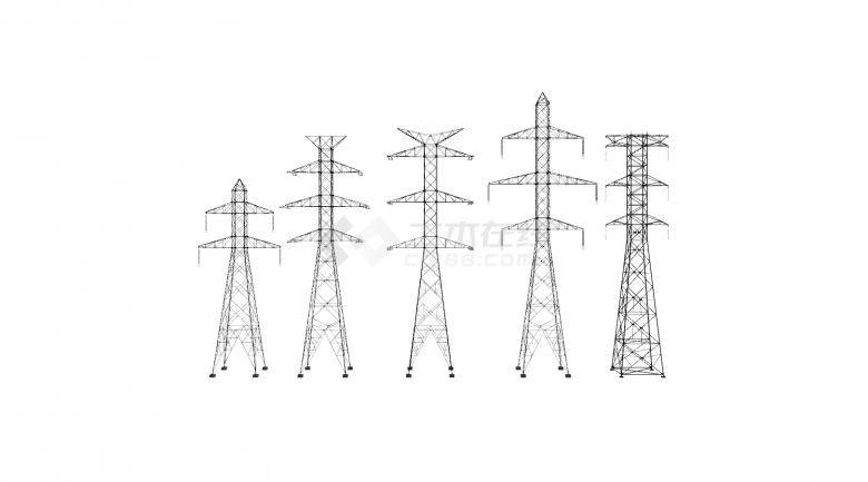 现代高压电塔电线杆su模型-图一