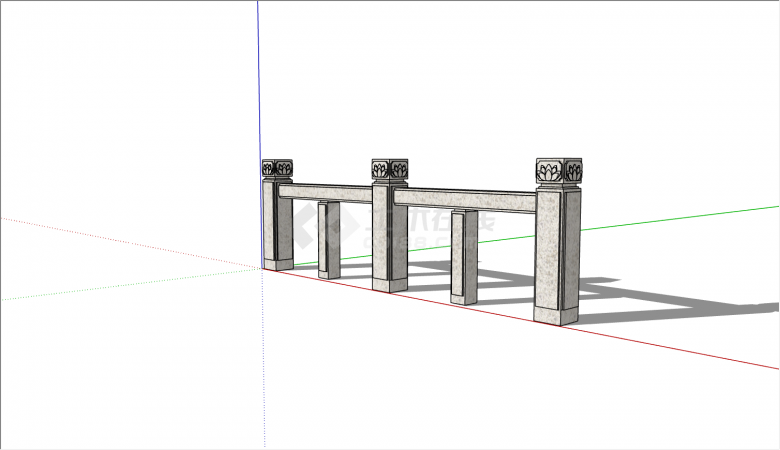 结构简单安全性强石栏杆的SU模型-图二