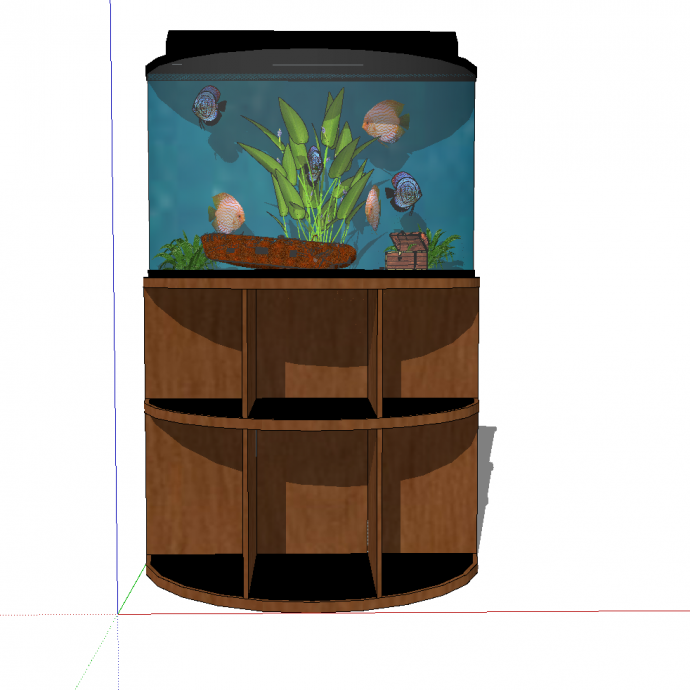 带木质展架的精美小鱼缸 su模型_图1