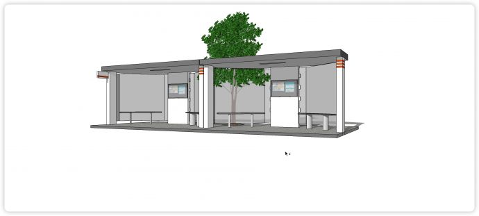 白色玻璃结构智能现代公交车站su模型_图1