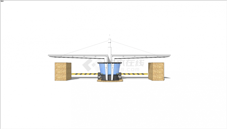 现代小区出入大门入口su模型-图一