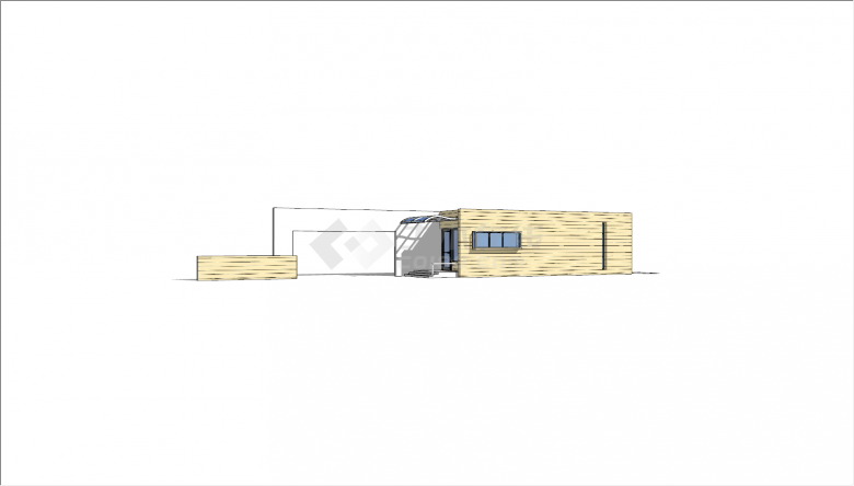 现代简单长形房屋大门入口su模型-图二