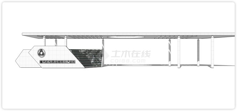 镂空遮阳篷厂区学校大门入口su模型-图一