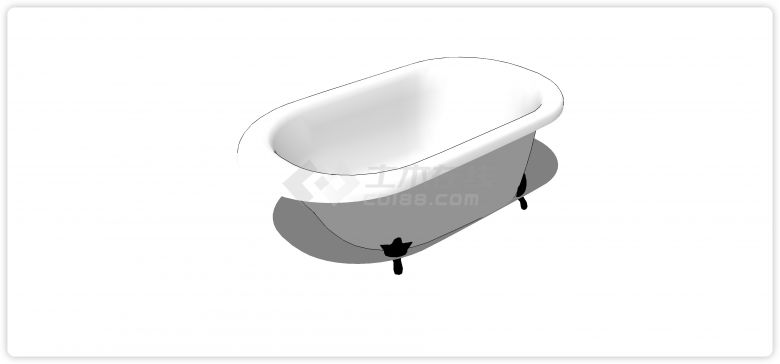 四个金色脚白陶瓷浴缸卫浴su模型-图二