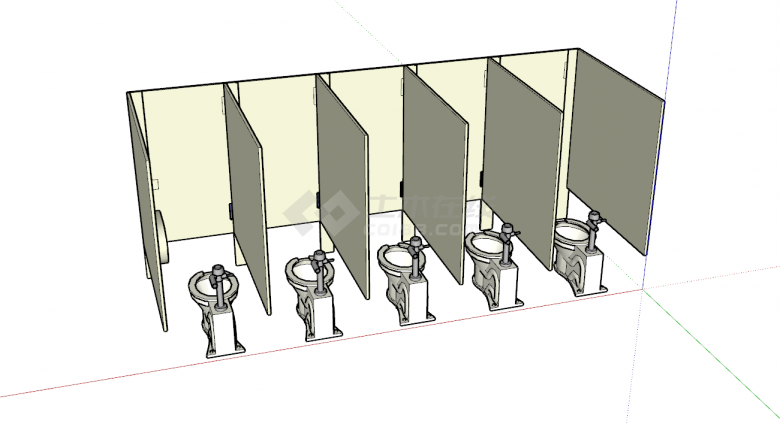 公共卫生公厕隔断马桶组合su模型-图二