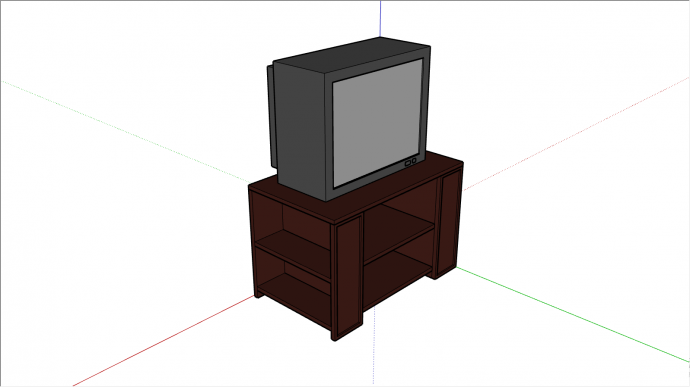 带深棕色电视柜的灰色的TVsu模型_图1