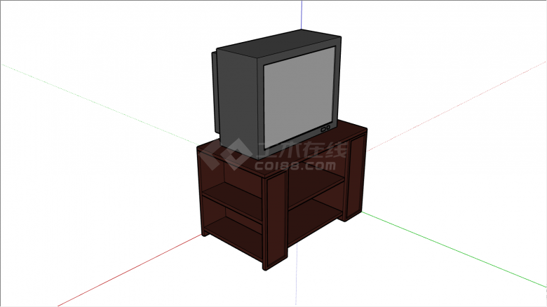 带深棕色电视柜的灰色的TVsu模型-图一