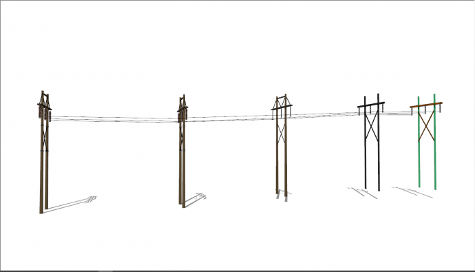 简易梯形式电线杆组合su模型_图1