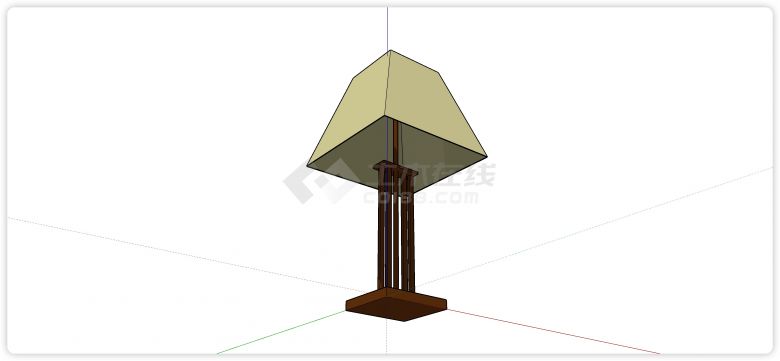 中式复古梯形床头灯饰su模型-图二