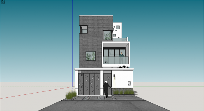 现代风格家庭小住宅su模型_图1