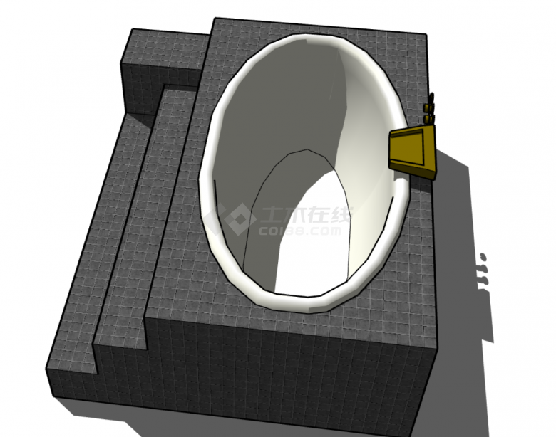 简约嵌入式台阶浴池su模型-图二