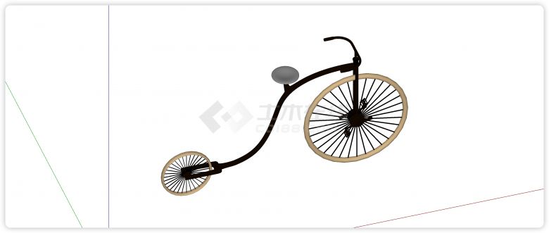 前面大轮后面小轮艺术自行车su模型-图二