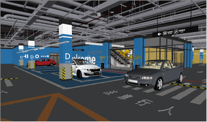  Modern fashion blue yellow underground parking lot su model - Figure 2